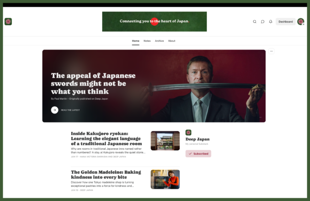 Deep Japan launches a Substack page and newsletter